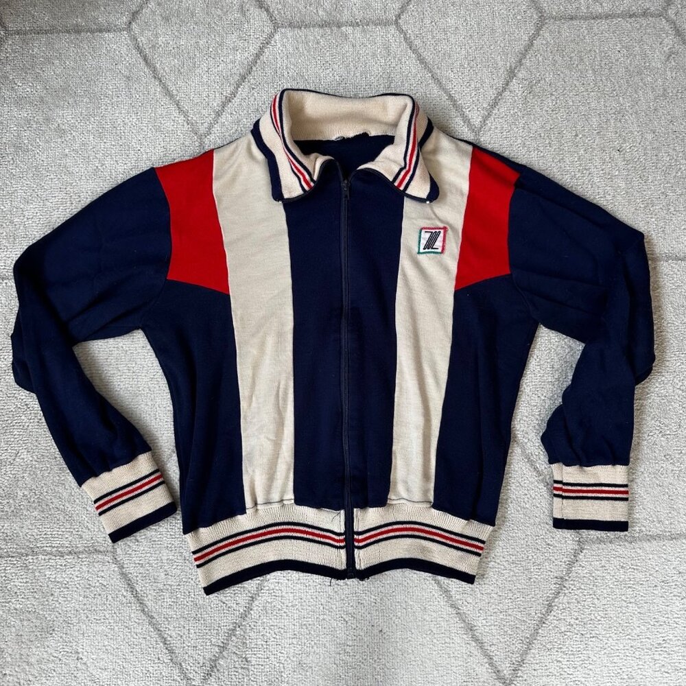 Vintage 70s Full Zip Colorblock Collared Leisure Jacket Unisex Sz Med